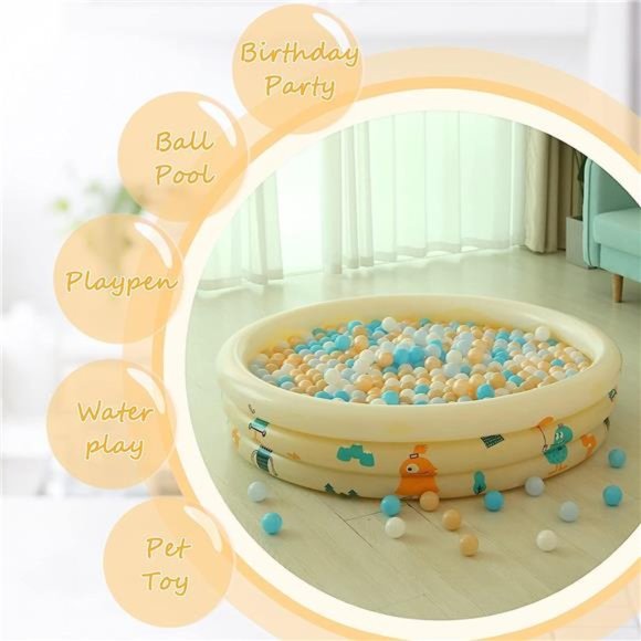 Kids Ball Pit Balls,100 Crush Proof Blue Play Balls for Baby Toddler Ball Pit - Picture 4 of 6